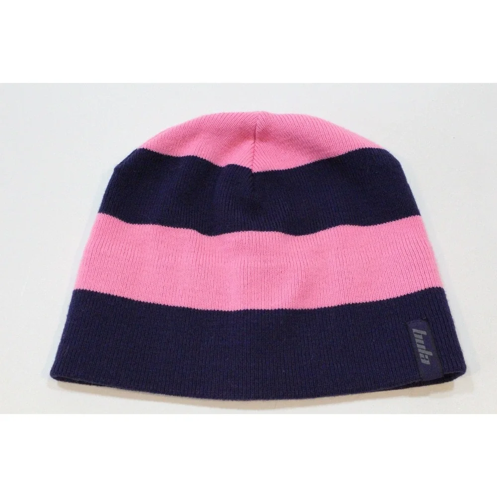 Bula Pink Blue‎ Striped Knit Winter Hat 100% Acrylic  made in Canada
